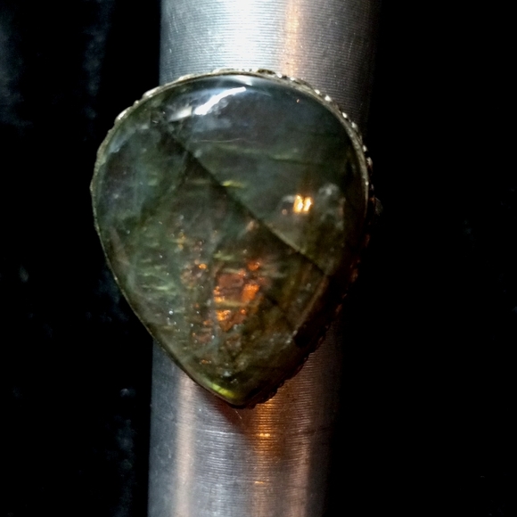 116 NWT Labradorite gemstone crystal 925 silver ring size 10 free shipping sale - Picture 6 of 10